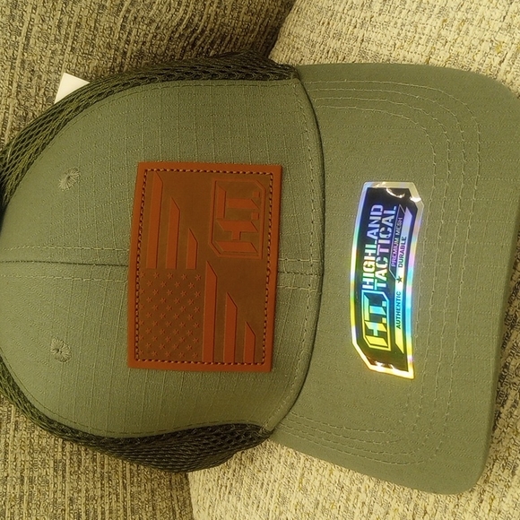 Highland Tactical Olive Mesh Logo/Flag Cap Stretch Fit NWT - Picture 2 of 9